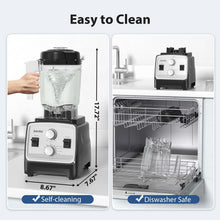 Load image into Gallery viewer, Aeitto Blenders for Kitchen with 1800W Motor, 68Oz. Large Capacity, 2-in-1 Blender & Grinder Combo, BPA-Free Countertop Professional Blender for Smoothies, Ice Crush, Frozen Drinks, Silver