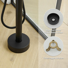 Load image into Gallery viewer, BESy Freestanding Bathtub Faucet Tub Filler Free Standing Floor Mount Stand Brass Bathroom Tub Faucets with 2 Function Hand Shower Wand Swivel, Matte Black Finish