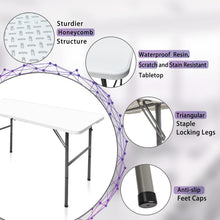 Load image into Gallery viewer, Gocamptoo Folding Table,4ft Indoor Outdoor Heavy Duty Portable Folding Square Plastic Dining Table w/Handle, Lock for Picnic, Party, Camping (4 FT) …