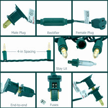 Load image into Gallery viewer, YULETIME 200 Count Warm White LED Christmas Lights, 66 Feet Green Wire UL Certified Commercial Grade Holiday String Light Set (Warm White)