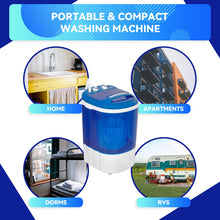 Load image into Gallery viewer, ZENY Portable Mini Washing Machine 5.7 lbs Washing Capacity Semi-Automatic Compact Washer Spinner Small Cloth Washer Laundry Appliances for Apartment, RV, Camping, Single Translucent Tub Blue