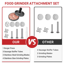 Load image into Gallery viewer, Metal Food Grinder Attachment for KitchenAid Stand Mixers HOZODO Meat Grinder, Sausage Stuffer, Great Attachment for KitchenAid Mixers, Including 3 Sausage Stuffer Accessory, Kitchen aid Meat Grinder