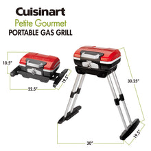 Load image into Gallery viewer, Cuisinart CGG-180 Petit Gourmet Portable Gas Grill with VersaStand, Red