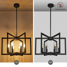 Load image into Gallery viewer, Klgxnrd 6-Light Modern Farmhouse Black Chandeliers for Entryway, Geometric Pendant Lights Kitchen Island, Hanging Industrial Metal Chandelier for Stairway Foyer Hallway Dining Room