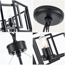 Load image into Gallery viewer, MhyTogn Industrial Style Chandelier, with Matt Black Finish Geometric Shade Pendant Lighting Fixture for Dining Room Living Room Kitchen Island Bedroom 5-Light