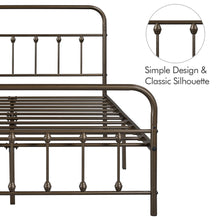 Load image into Gallery viewer, Yaheetech Classic Metal Platform Bed Frame Mattress Foundation with Victorian Style Iron-Art Headboard/Footboard/Under Bed Storage/No Box Spring Needed/Queen Size Bronze