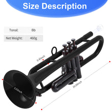 Load image into Gallery viewer, PAMPET Professional Plastic Bb Trumpet Standard Trumpet Set for Student Beginner With 7C Mouthpiece and 3C Mouthpiece, Bb Trumpet Instrument, Black,