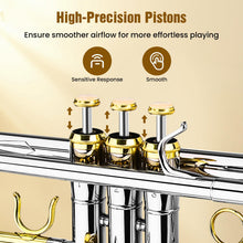 Load image into Gallery viewer, Asmuse Trumpet Instrument Set for Beginner, Bb Standard Student Trumpet with Hard Case, Brass Instruments with Trumpets Cleaning Kit Gloves 7C Mouthpiece