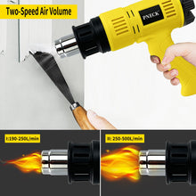 Load image into Gallery viewer, PNECK 2000W Heavy Duty Heat Gun Kit, Variable Temperature 140°F-1202°F, 4 Nozzles, Yellow,P-305