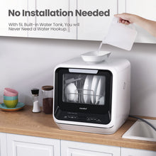Load image into Gallery viewer, COMFEE' Portable Mini Dishwasher Countertop with 5L Built-in Water Tank for Apartments& RVs, No Hookup Needed, 6 Programs, 360° Dual Spray, 162℉ High-Temp& Air-Dry Function