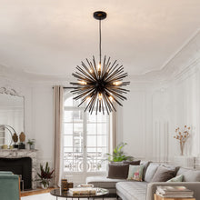 Load image into Gallery viewer, CM MZY Modern Black Sputnik Chandeliers, 9-Light Satellite Pendant Light fixtures, Starburst Firework Ceiling Lights for Bedroom Living Room Dining Room Kitchen Island Hallway, E12 Socket(Dia:19.7'')