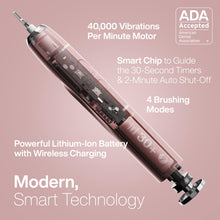 Load image into Gallery viewer, Aquasonic Vibe Series Ultra-Whitening Toothbrush – ADA Accepted Electric Toothbrush - 8 Brush Heads & Travel Case – 40,000 VPM Motor & Wireless Charging - 4 Modes w Smart Timer – Satin Rose Gold
