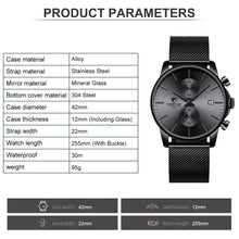 Load image into Gallery viewer, GOLDEN HOUR Men’s Watch Fashion Sport Quartz Analog Mesh Stainless Steel Waterproof Chronograph Watches, Auto Date in Grey Hands, Color: Black