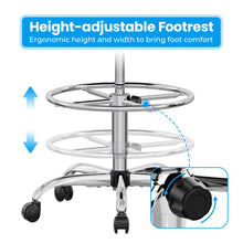 Load image into Gallery viewer, SUPERJARE Drafting Chair with Back, Adjustable Foot Rest Rolling Stool, Multi-Purpose Office Desk Chair, Thick Seat Cushion for Home Bar Kitchen Shop - Black