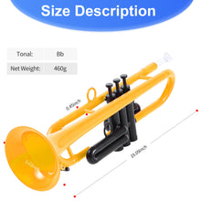 Load image into Gallery viewer, PAMPET Professional Plastic Bb Trumpet Student Trumpet Set for Student Beginner With 7C Mouthpiece and 3C Mouthpiece Bb Trumpet Instrument Yellow
