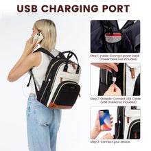 Load image into Gallery viewer, LOVEVOOK Backpack for Women, Fits 15.6 Inch Laptop Bag, School Backpacks, Fashion Travel Work Anti-theft Bag, Business Computer Waterproof College Backpack Purse, Beige-Black-Brown