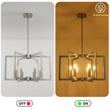 Load image into Gallery viewer, Klgxnrd 6-Light Modern Farmhouse Brushed Nickel Chandelier, Industrial Pendant Lights Kitchen Island, Hanging Dining Room Light Fixture, Metal Geometric Chandelier for Bedroom Hallway Entryway