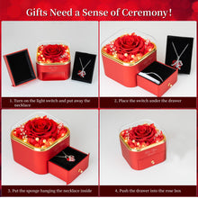 Load image into Gallery viewer, Lebana Preserved Red Real Rose with Heart Necklace -Eternal Flowers Rose Birthday Gifts for Women Wife Mom Girlfriend Grandma Gifts Idea on Christmas Valentines Mothers Day for Her-Red