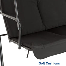 Load image into Gallery viewer, MCombo 3-Person Outdoor Patio Swing Chair, Convertible Canopy Hanging Swing Glider Lounge Chair, Removable Cushions, 4003 (Black)