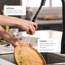 Load image into Gallery viewer, Moen Riley Matte Black One-Handle Pulldown Kitchen Faucet Featuring Power Boost for a Faster Clean and Reflex Docking System for The Spray Head, Modern Kitchen Sink Faucet, 7402BL
