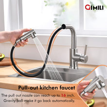 Load image into Gallery viewer, GIMILI Modern Bar Sink Faucet for Kitchen Sink Single Handle with Pull Out Sprayer Hot and Cold Prep Sink Faucet Brushed Nickel