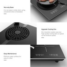 Load image into Gallery viewer, VBGK Double Induction Cooktop,110V 4000W Electric burner,2 burner Hot Plate LED Sensor Touch Energy-Saving induction stove top with Child Safety Lock & Timer 2 burner induction cooktop