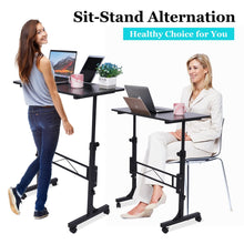 Load image into Gallery viewer, Standing Desk Adjustable Height, Mobile Stand Up Desk with Wheels Small Computer Desk Rolling Desk, Portable Laptop Desk Black Standing Table Sit Stand Home Office Desks 16"x31.5" Height 27"-43.5"