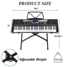 Load image into Gallery viewer, MUSTAR Piano Keyboard, MEKS-500 61 Key Learning Keyboard Piano with Lighted Up Keys, Electric Piano Keyboard for Beginners, Stand, Sustain Pedal, Headphones/Microphone, USB Midi, Built-in Speakers