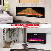 Load image into Gallery viewer, Tangkula 50 Inches Electric Fireplace Insert, Reccessed and Wall Mounted 5,000 BTU Electric Fire Place,with 2 Heat Settings, 0.5-12H Timer, Dual Control, 9 Flame Colors & 5 Flame Brightness