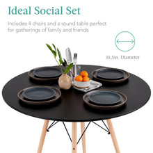 Load image into Gallery viewer, Best Choice Products 5-Piece Dining Set, Compact Mid-Century Modern Table & Chair Set for Home, Apartment w/ 4 Chairs, Plastic Seats, Wooden Legs, Metal Frame - Black/Oak