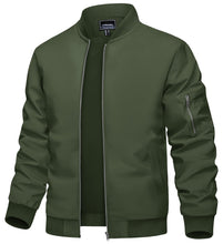 Load image into Gallery viewer, TACVASEN Green Bomber Coat Mens Jackets Fashion Trendy Mens Bomber Coats Lightweight Windbreaker Jackets Lightweight Full Zip Flight Jackets