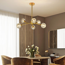 Load image into Gallery viewer, Weesalife Sputnik Chandeliers Mid Century Crystal Pendant Light Chandelier 6 Lights Contemporary Brass Branches Chandeliers Ceiling Light Fixtures for Dining Room Bedroom Living Room