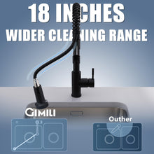 Load image into Gallery viewer, GIMILI Black Kitchen Faucet with Pull Down Sprayer Commercial Single Handle Lever Spring Kitchen Sink Faucet