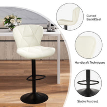 Load image into Gallery viewer, Nalupatio Modern Bar Stools Set of 2, Adjustable Faux Leather Upholstered Swivel Bar Stools, Counter Bar Chairs with Back for Kitchen Island, White