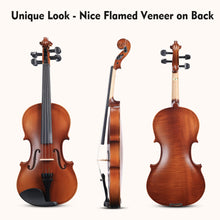 Load image into Gallery viewer, ADM 4/4 Full Size Wood Violin Set for Kids Teens Students Adults Beginner Acoustic Violin Matte Fiddle Starter Kit with Hard Case, Rosin, Shoulder Rest, Bow, Clip-on Tuner and Fingerboard Sticker
