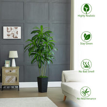 Load image into Gallery viewer, Artificial Dracaena Tree Artificial Silk Tree Faux Tree with White Tall Planter Fake Tropical Yucca Floor Plant (1, White Tall Planter, 5 FT)