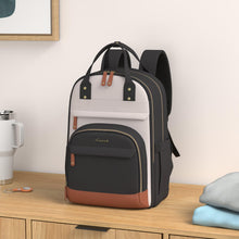 Load image into Gallery viewer, LOVEVOOK Backpack for Women, Fits 15.6 Inch Laptop Bag, School Backpacks, Fashion Travel Work Anti-theft Bag, Business Computer Waterproof College Backpack Purse, Beige-Black-Brown