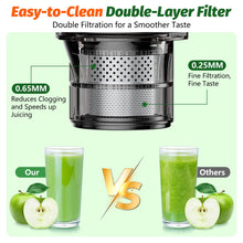 Load image into Gallery viewer, Cold Press Juicer, Masticating Juicer with 5.4" Wide Feed Chute, 350w Slow Juicer Machines Fit Whole Vegetables and Fruits,Juice Extractor Machine with High Juice Yield, Easy to Clean(Black)