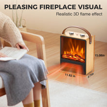 Load image into Gallery viewer, Riseon Electric Fireplace Heater for Indoor Use, 1500W/750W Space Heater Fireplace with 3D LED Flame, Double Safety Protection, Portable Fireplace Heater for Home Office Christmas Decoration