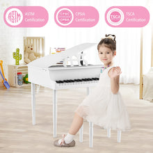 Load image into Gallery viewer, Costzon Classical Kids Piano, 30 Keys Wood Toy Grand Piano with Music Stand and Bench, Mini Musical Toy for Child, Ideal for Children's Room, Toy Room, Best Gifts (4 Straight Leg, White)