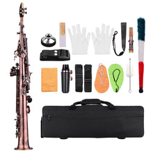 Load image into Gallery viewer, Btuty Soprano Saxophone Red Bronze Bb Soprano Saxophone Sax Saxofón Soprano Woodwind Instrument Carve Pattern with Case Gloves Cleaning Cloth Straps Brush