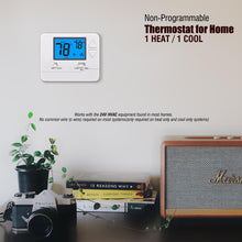 Load image into Gallery viewer, Suuwer Non-Programmable Thermostats for Home 1 Heat/1 Cool Conventional Single-Stage Systems