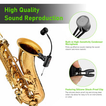 Load image into Gallery viewer, ACEMIC UHF Wireless Saxophone Microphone System Wireless Transmitter and Receiver Clip-on Instrument Microphones & Systems Mic for Trumpet, Sax, Musician, Active PA Systems, ST-5