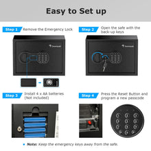 Load image into Gallery viewer, Bonsaii Safe, 0.6 Cubic Safe Box with Electronic Keypad, Removable Shelf, for Valuables Jewelry and Documents in Home, Hotel, or Business, 9.84"D x 13.78"W x 9.84"H