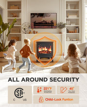 Load image into Gallery viewer, Silonn Electric Fireplace Heater, 5300 BTU Portable Fireplace with App & Remote,24-inch Low Noise Electric Fire Place with 5 Brightness Levels, Temp Control & Timer for Living Room, Bedroom, Black