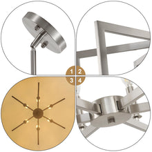 Load image into Gallery viewer, Klgxnrd 6-Light Modern Farmhouse Brushed Nickel Chandelier, Industrial Pendant Lights Kitchen Island, Hanging Dining Room Light Fixture, Metal Geometric Chandelier for Bedroom Hallway Entryway