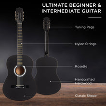 Load image into Gallery viewer, Best Choice Products 38in Beginner All Wood Acoustic Guitar Starter Kit w/Gig Bag, 6 Celluloid Picks, Nylon Strings, Capo, Cloth, Strap w/Pick Holder - Matte Black