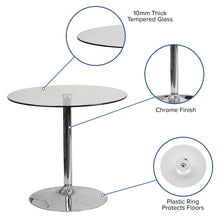 Load image into Gallery viewer, Flash Furniture Hills 31.5'' Round Glass Dining Table with 29''H Chrome Base, Decorative Narrow Round Tempered Glass Cocktail Table, Clear/Silver