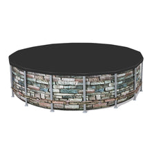 Load image into Gallery viewer, Bestway Round PVC 16 Foot Pool Cover for Above Ground Pro Frame Pools with Drain Holes and Secure Tie-Down Ropes, Black (Cover Only)