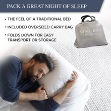 Load image into Gallery viewer, King Koil Plush Pillow Top Twin Air Mattress with Built-in High-Speed Pump for Camping, Home & Guests - 20” Twin Size Airbed Luxury Inflatable Blow Up Mattress, Waterproof, 1-Year Warranty